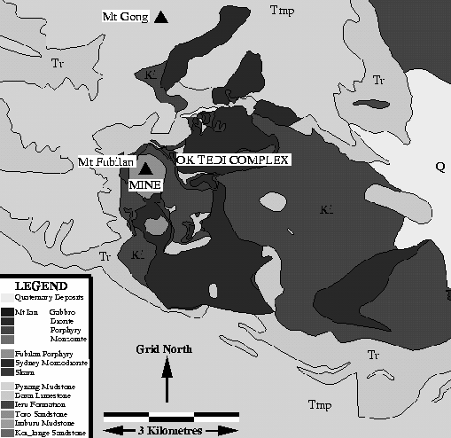 ΚΕΦΑΛΑΙΟ 3 Ο Κ SM FP SM SM Εικ. 3.21: Γεωλογικός χάρτης ευρύτερης περιοχής κοιτάσματος Ok Tedi (Hendry et al. 2005).