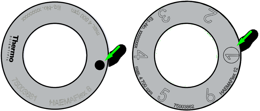 αέρα με τον κινητήριο άξονα 4. Εντοπίστε το κυκλικό σημάδι στο σώμα του ρότορα κοντά στο κέντρο στήριξης του ρότορα. Εικόνα III 3: Εντοπισμός κυκλικού σημαδιού, π.χ.