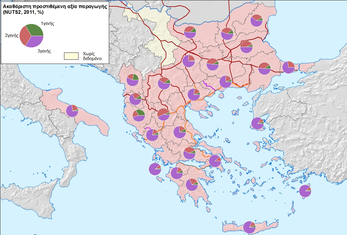 Στην Αλβανία καταρχήν και ακολούθως στην ΠΓΔΜ ο πρωτογενής τομέας φαίνεται ότι συμμετέχει με σχετικά υψηλό ποσοστό στη διαμόρφωση του παραγώμενου προϊόντος.