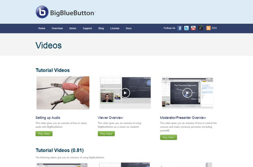 Βοήθεια Πατώντας το σύνδεσμο με την ένδειξη "Βοήθεια" που βρίσκεται επάνω και δεξιά στο περιβάλλον του BigBlueButton: ανοίγει σε μια νέα καρτέλα/παράθυρο η σελίδα του bigblubutton.
