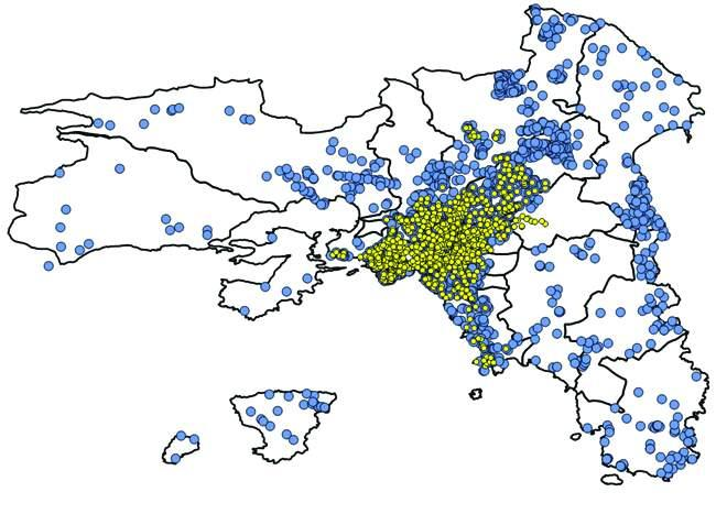 Απεικόνιση οντοτήτων. Στα διανυσματικά μοντέλα οι οντότητες αντιπροσωπεύονται από τα αντίστοιχα γεωμετρικά στοιχεία και η απεικόνισή τους γίνεται με σημεία, γραμμές και πολύγωνα.