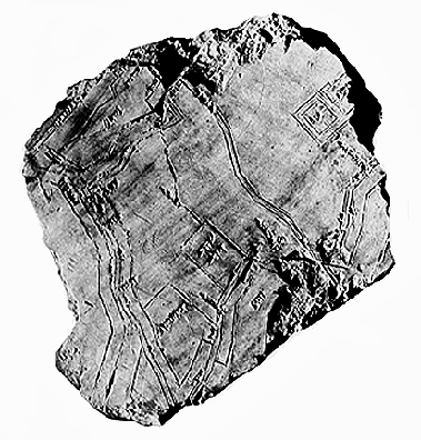 Ο αρχαίος χάρτης της Nippur (1500 πχ) και δεξιά ελεύθερη απόδοσή του (βασισµένη
