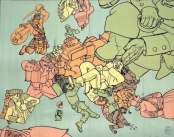 There is no further attempt to personify any other landmasses; however, the Bay of Biscay adjacent to France takes on the form of a lion with his
