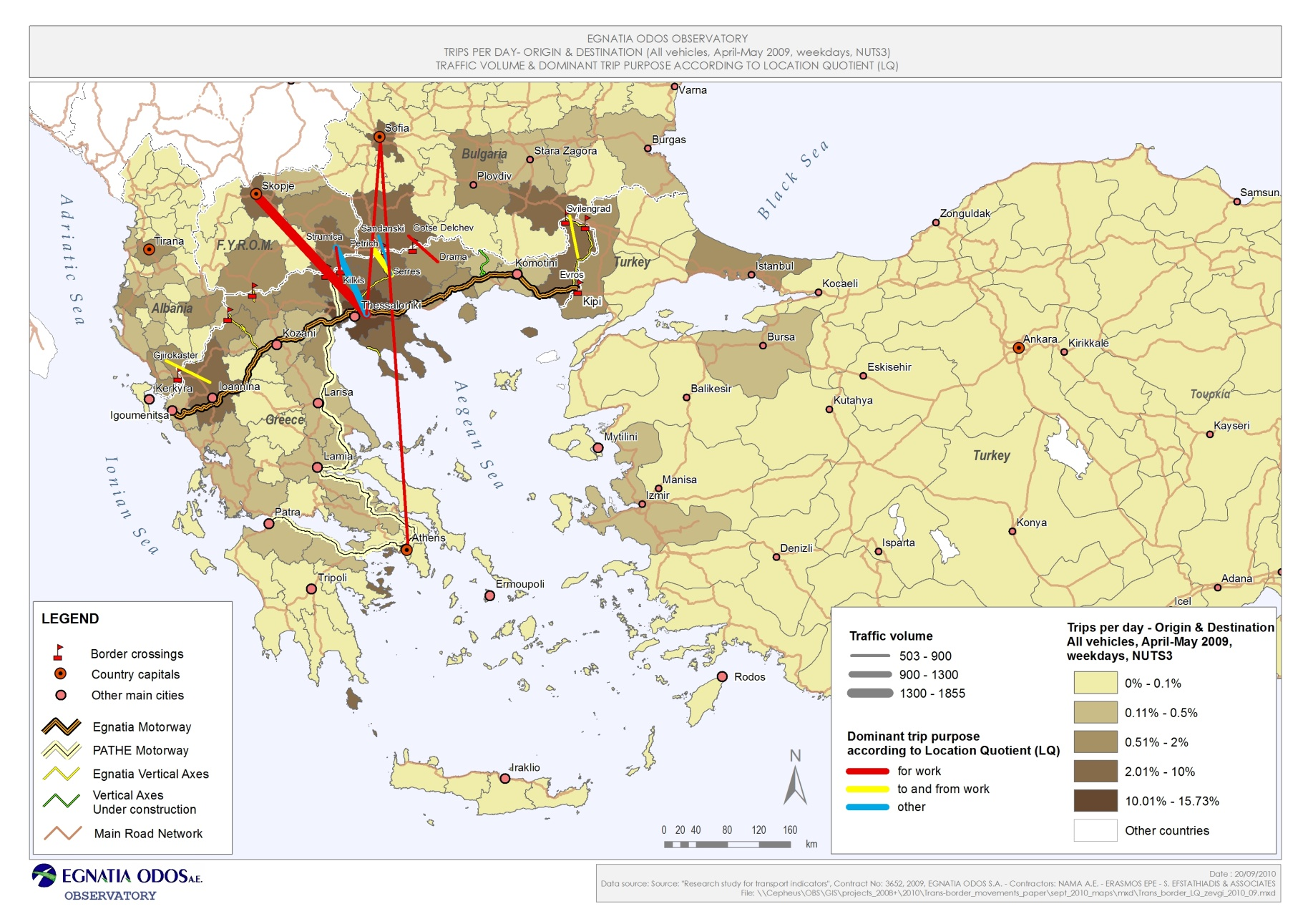 προσβασιμότητα & κινητικότητα Destination - Origin / Weekends OD / Weekday Percentage of the total average daily movements % of the total average daily movements Average distance in km Thessaloniki -