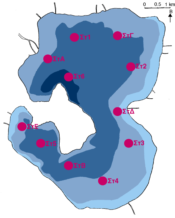 Κατανομή Θρεπτικών Kατανομή θρεπτικών σε μια λίμνη: Μετρήσεις σε αντιπροσωπευτικούς σταθμούς δειγματοληψίας
