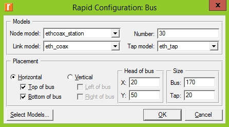 2. Πατήστε το κουμπί Select Models στο πλαίσιο διαλόγου Rapid Configuration. Από το μενού Model List επιλέξτε ethcoax και πατήστε OK. 3.