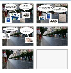 Η εκπαιδευτικός πρόσθεσε στα καρέ του αρχικού αρχείου 2 του κόμικ εικόνες και στα υπόλοιπα καρέ δημιουργώντας ένα καινούριο αρχείο στο οποίο οι μαθητές έπρεπε να προσθέσουν μόνο τα λόγια στα