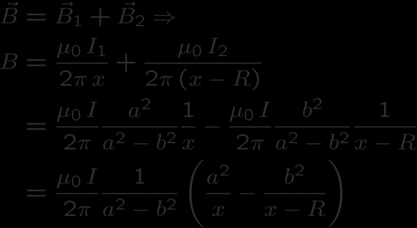 Το πρόβλημα αυτό μπορεί να λυθεί με την αρχή της επαλληλίας λαμβάνοντας υπόψιν τη λύση για έναν αγωγό ακτίνας R ο οποίος διαρρέεται από σταθερό ρεύμα Ι, το οποίο δίνεται από Για το σκοπό αυτό