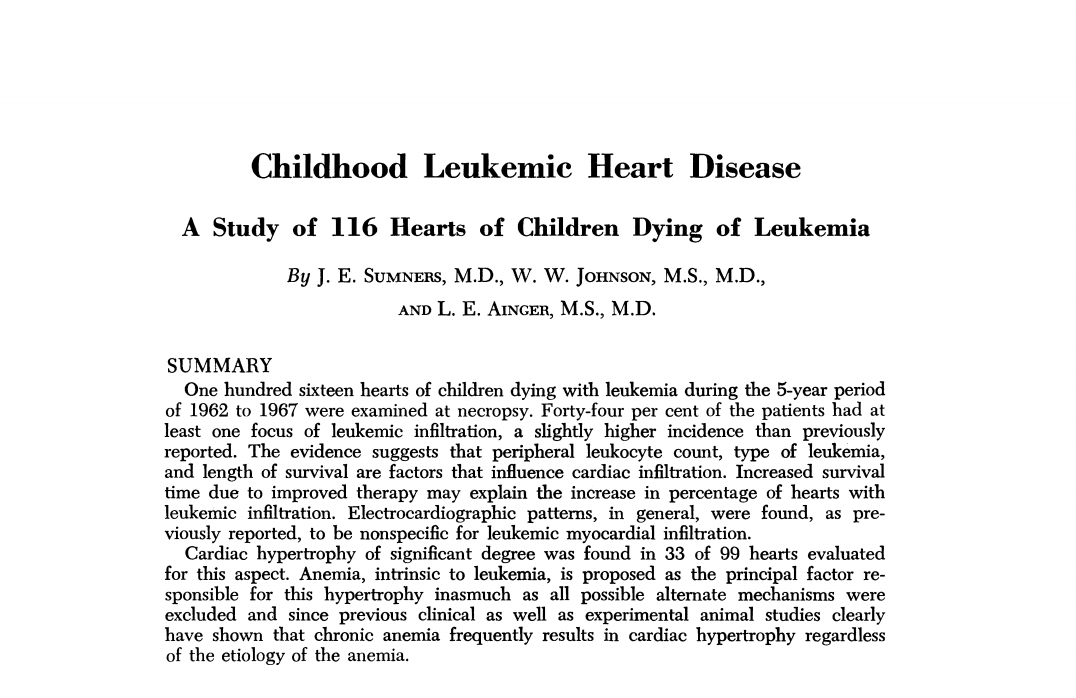 Λευχαιμική μυοκαρδιακή διήθηση Leuk Lymphoma. 2002 Dec;43(12):2417-9. It is ALL in the heart: a patient with acute lymphoblastic leukemia and cardiac infiltration at time of diagnosis.