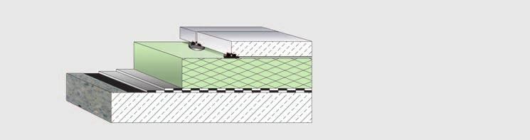 Strecha s parkovacou plochou Keďže hmotnosť parkujúcich áut sa prenáša len bodovo cez rohové dosadacie plochy betónových platní čiže prostredníctvom relatívne malej plochy na izolačné dosky, tak je