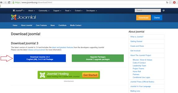 ΕΓΚΑΤΑΣΤΑΣΗ JOOMLA Το Joomlaμπορεί να ληφθεί από τον χρήστη δωρεάν από την ιστοσελίδα του η οποία είναι η : http://www.joomla.org/download.htm.