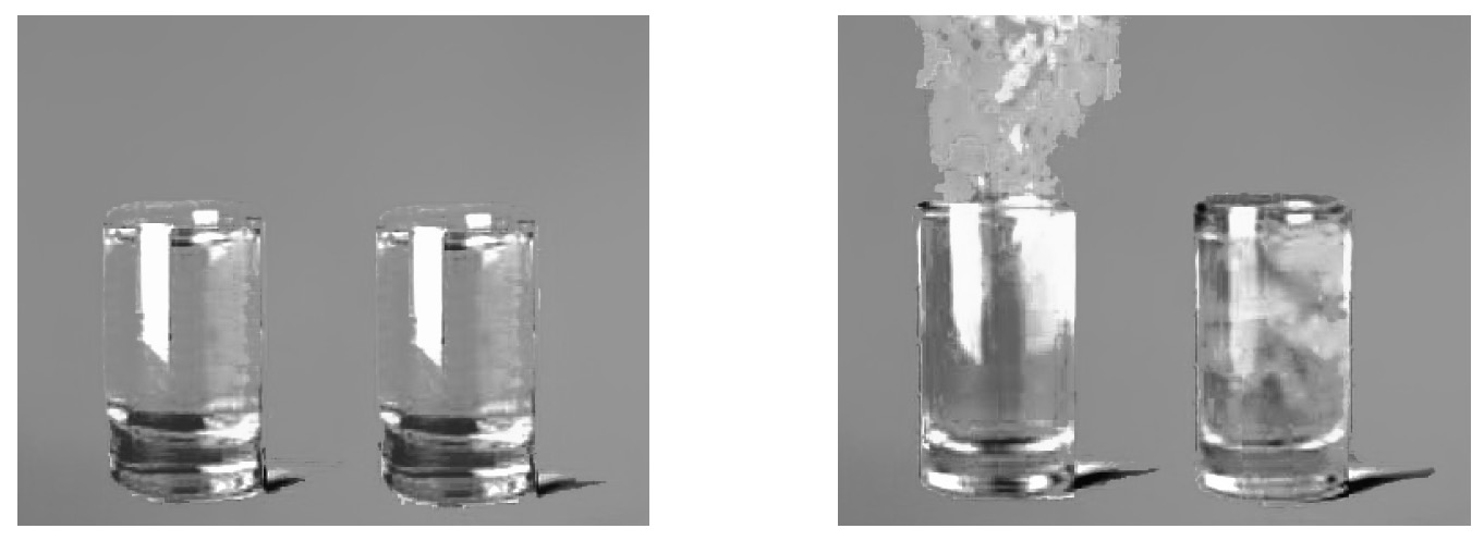 Εξήγηση Το ποτήρι με το ζεστό νερό που εξατμίζεται έχει υψηλότερη θερμοκρασία από το περιβάλλον.
