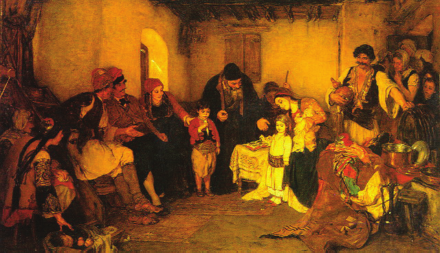 12.2.3.1. Ιερολογία του γάμου και κεπήνιο Εικόνα 12.4. Νικόλαος Γύζης, Τα αρραβωνιάσματα (1877), Εθνική Πινακοθήκη της Ελλάδας. Πηγή: https://commons. wikimedia.
