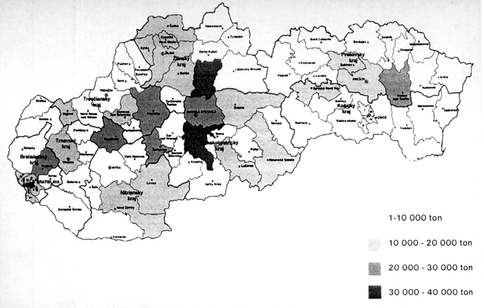 Drevina Lesný pôdny fond (ha) Po nohospodársky pôdny fond (ha) Topo 100 10 000 Vŕba 300 5 000 Agát 8 000 10 000 Osika - 12 000 Spolu 8 400 37 000 Výmery pôd v SR vhodných pre pestovanie jednotlivých
