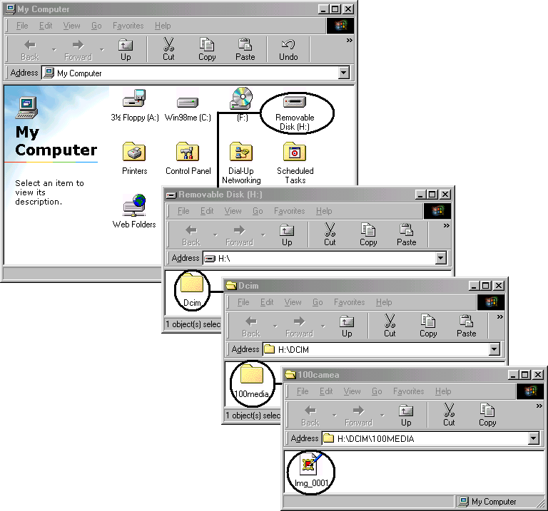 2 3 Windows 2000, ME, 98: Κάντε διπλό κλικ στο «My Computer» (Ο υπολογιστής µου) Κάντε διπλό κλικ στο «Removable Disk» (Αφαιρούµενος δίσκος) Ανοίξτε το