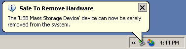Κάντε κλικ στο «Safely remove USB Mass Storage Device» (Ασφαλής αφαίρεση συσκευής USB µαζικής αποθήκευσης).