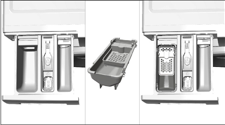 Using liquid detergents If the product contains a liquid detergent cup: Make sure that you have placed the liquid detergent cup in compartment nr. "2".