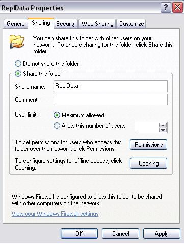 Κανονικά επιλεγμένο είναι η επιλογή Do not share this folder. Εμείς επιλέγουμε το Share this folder, και αυτόματα στο Share Name εμφανίζεται το όνομα του φακέλου.