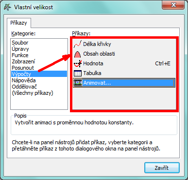 Obrázok 13 Opis okna programu Graph Panel nástrojov prispôsobíme našim potrebám, ak naň klikneme pravým tlačidlom myši a z kontextovej ponuky