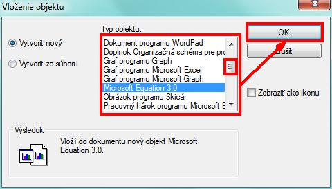 Otvoríme tak okno Vložit popis. 2. V ňom klikneme na ikonu príkazu Vložit objekt ( ). 3.