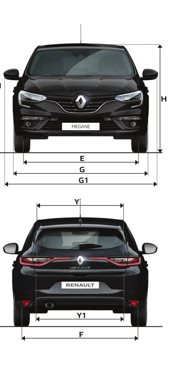 Διαστάσεις Νέου Renault Megane ΔΙΑΣΤΑΣΕΙΣ (mm) ΧΩΡΗΤΙΚΟΤΗΤΑ ΧΩΡΟΥ ΑΠΟΣΚΕΥΩΝ Μέγιστος χώρος φόρτωσης μέχρι την εταζέρα (dm3) 384 Α - Συνολικό μήκος 4359 M - Εσωτερικό πλάτος στο ύψος των αγκώνων