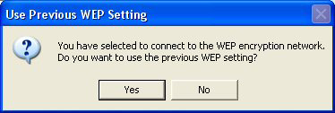 4a Το δίκτυο στο οποίο έγινε η σύνδεση διαθέτει κρυπτογράφηση WEP: Κάντε κλικ στο "No". Οι ρυθµίσεις θα αποθηκευτούν αυτόµατα.