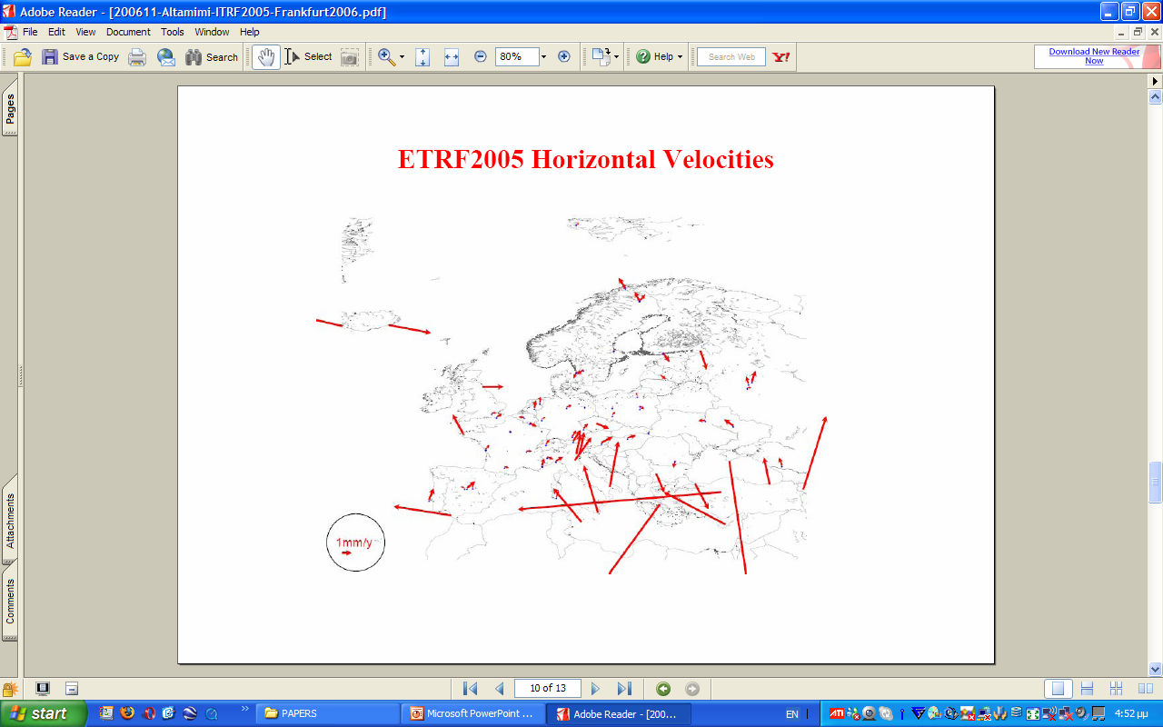 ETRF2005 / 2000.0 Τιµές 4/12/2007!!! AUT1 0.0111 0.0110-0.0045 1.6cm/y NOA1 0.0222-0.0039-0.