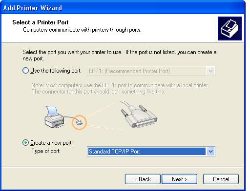 8. Αν ο υπολογιστής σας δεν είναι συνδεδεμένος στο MFP, επιλέξτε Create a new port (Δημιουργία νέας θύρας) στην ενότητα Select a Printer Port (Επιλογή θύρας εκτυπωτή). 9.