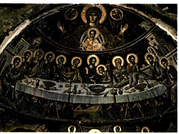 Η Πλατυτέρα και ο μυστικός Δείπνος Τοιχογραφία στη μονή Σταυρονικήτα, Άγιο Όρος, 16 ος αι.