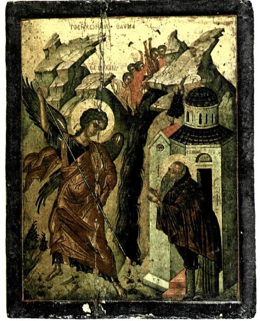 Το εν Χώναις θαύμα του Αρχαγγέλου Μιχαήλ (ανάμνηση 6 Σεπτεμβρίου) Εικόνα στην Ιακωβάτειο βιβλιοθήκη, Κεφαλονιά, 16 ος αι.