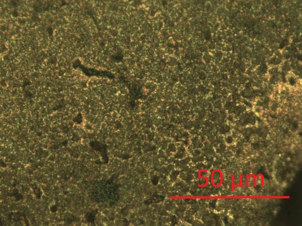 Εικόνα 84 Φωτογραφία οπτικοφ μικροςκοπίου 1000Χ, με χριςθ πολωτι, από δοκίμιο λεπτισ κοκκομετρίασ χαλκοφ πυρος/τωμζνου ςτουσ 950 ο C.