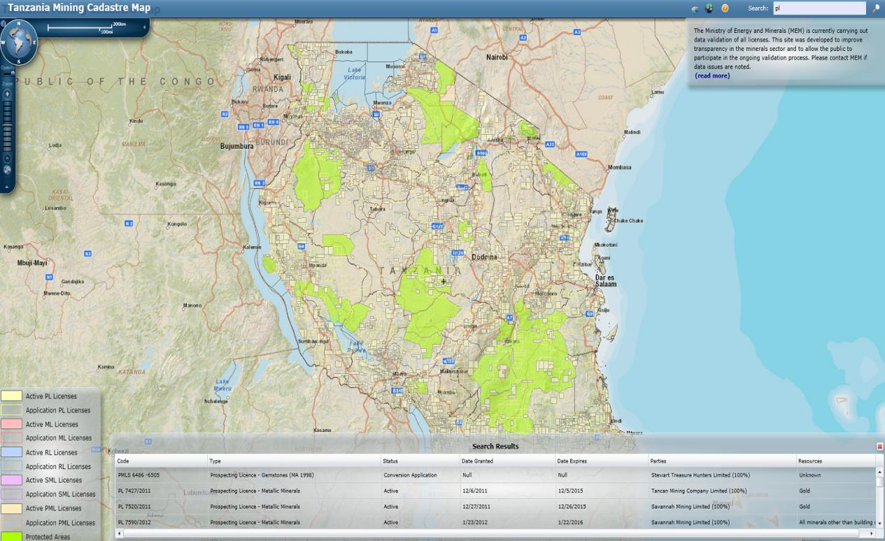 Tanzania Mining Cadastre Map Εικόνα 5.4.