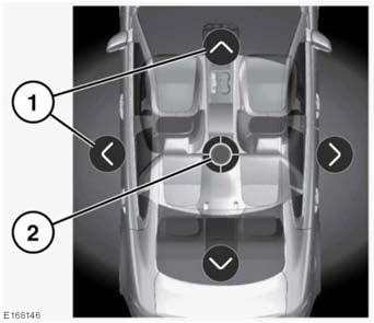 Πολυμέσα Αγγίξτε τα πλήκτρα με τα βέλη (1) για να μετακινήσετε το εστιακό σημείο ήχου στην επιθυμητή περιοχή του οχήματος.