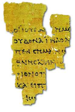 Το αρχαιότερο χειρόγραφο της Κ. Διαθήκης σε πάπυρο Επειδή όμως τα χειρόγραφα από πάπυρο καταστρέφονταν γρήγορα, άρχισαν να γράφουν τα κείμενα της Κ. ιαθήκης σε περγαμηνές.