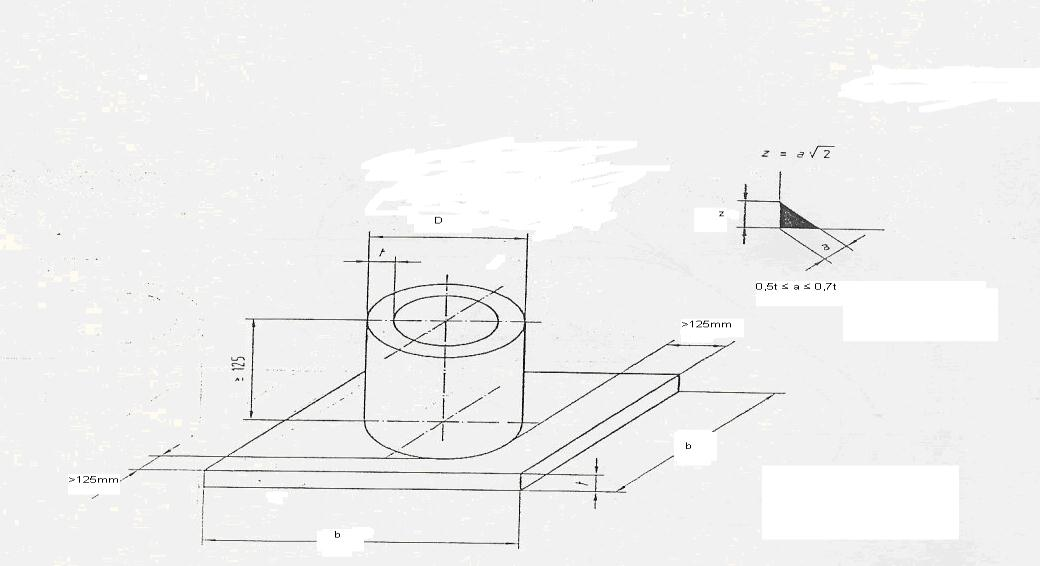 Figura 3 - Dimensiunile probei pentru o sudură cap la cap, cu pătrundere completă, la ţevi a 150 mm; t - grosimea peretelui ţevii;