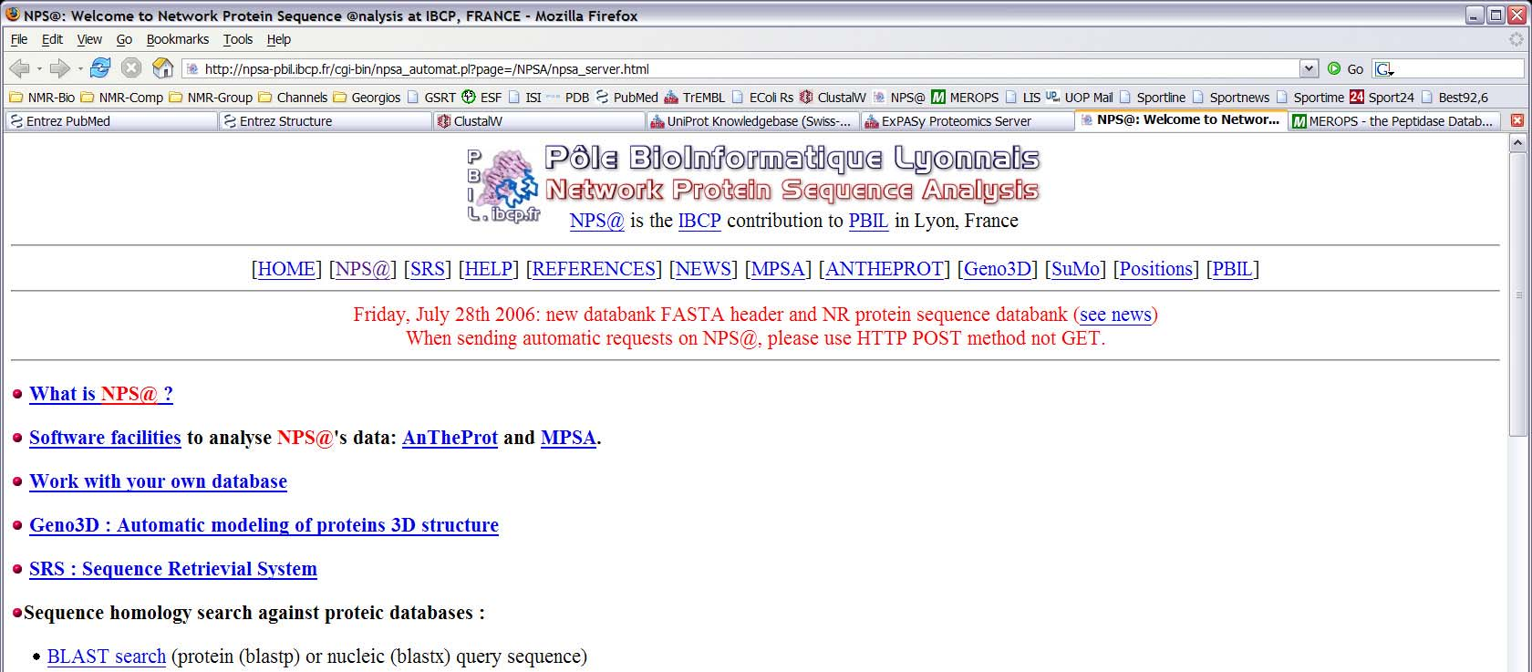 ab initio πρόβλεψη 2ταγούς δομής πρωτεϊνών -NPS@ Server Ο Διακομιστής NPS@ όπου μεταξύ ενός μεγάλου αριθμού εργαλείων Βιομοριακής Προσομοίωσης