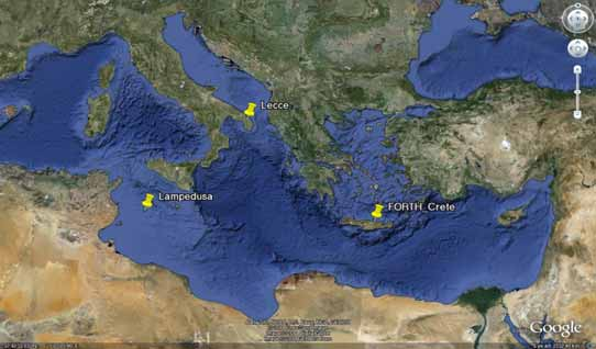 ΚΕΦΑΛΑΙΟ 5 ΕΛΕΓΧΟΙ ΕΥΑΙΣΘΗΣΙΑΣ συγκεκριμένα από τρεις σταθμούς στην περιοχή της Κεντρικής και Ανατολικής Μεσογείου στην Κρήτη, στην Lampedusa και στο Lecce (Σχήμα 5.2.4.).