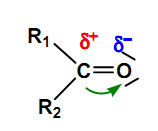 strana 2 z 7 karbonylová skupina silne polárny charakter : dochádza k presunu π elektrónov ku elektronegatívnejšiemu kyslíku na elektronegatívnejšom atómu kyslíka vzniká čiastočný záporný náboj a na