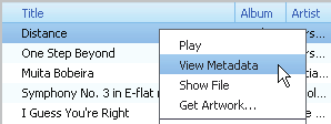 1 Στο Library (Βιβλιοθήκη)> Music (Μουσική) ή Videos (Βίντεο), επιλέξτε ένα αρχείο μέσων. 2 Κάντε δεξί κλικ στο αρχείο, για να επιλέξετε View Metadata (Προβολή μεταδεδομένων).