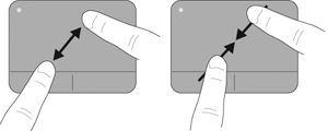 δεξιά. ΣΗΜΕΙΩΣΗ ΣΗΜΕΙΩΣΗ Η ταχύτητα της κύλισης εξαρτάται από την ταχύτητα κίνησης των δαχτύλων. Η κύλιση με δύο δάχτυλα είναι απενεργοποιημένη από το εργοστάσιο.
