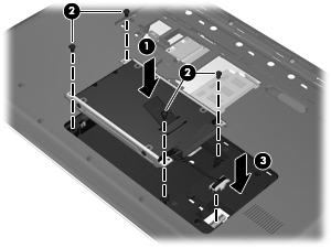 3. Συνδέστε το καλώδιο της μονάδας σκληρού δίσκου (3) στον υπολογιστή. Περάστε το καλώδιο κάτω από τις πλαστικές εγκοπές. 4.