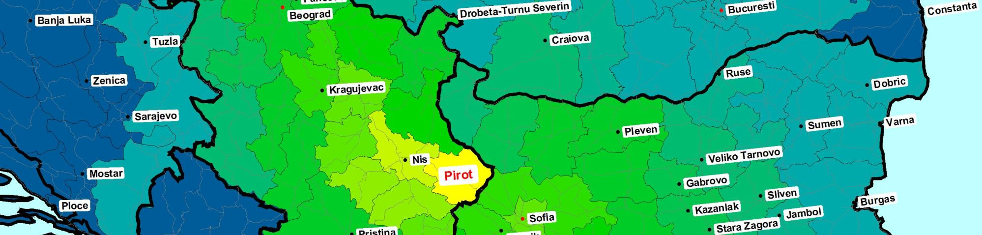 Godišnji tokovi zahteva za transportom pod hipotezom efektivnosti koridora X - u trenutnom scenariju (izraženi u tonama/godišnje) Vrednosti prikazane na slici iznad, dobijene su pod pretpostavkom