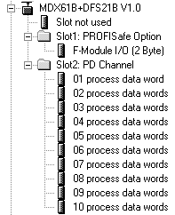 7 Διαμόρφωση με PROFINET Διαμόρφωση του ελεγκτή PROFINET IO Σύρετε την καταχώρηση "MDX61B+DFS21B" [2] με το ποντίκι στο σύστημα PROFINET IO και εκχωρήστε το όνομα του σταθμού PROFINET.