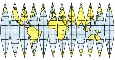 Udaljavanjem od središnjeg meridijana deformacija se povećava, pa se ovakva projekcija koristi samo za relativno uska područja uz zadani meridijan, tzv. zone.