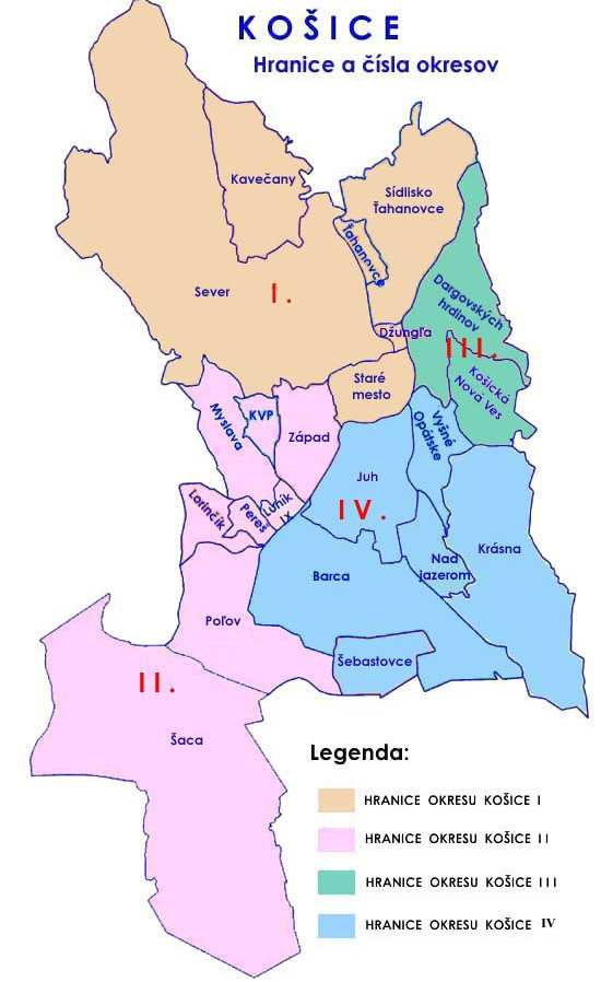 Košice tvoria jednotný administratívno správny celok zložený zo samotného mesta a jeho sídlisk (rozdelený na 10 mestských častí ) a 12 priľahlých obcí pričlenených k mestu v rokoch 1969 až 1975.