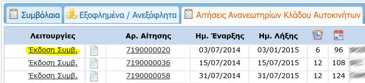 Για την μετατροπή της αίτησης σε συμβόλαιο