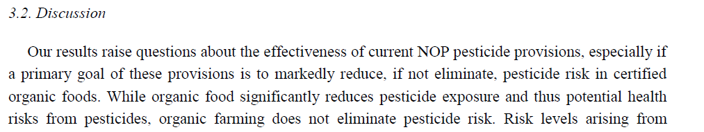 Residue data from the USDA Pesticide Data Program, 2002 2011 Βιολογική γεωργία Ασφάλεια προϊόντων Υπολείμματα ΓΦ Τα προϊόντα της βιολογικής γεωργίας αν και, σύμφωνα με τον τρόπο