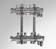 Încălzirea prin pardoseală Elementele sistemului Imagini Descriere Distribuitori / Colectori Distribuitor/Colector Inox " (cu debitmetre) în set: - indicatori debit tip Regolux VL-RL, 0- l/min -