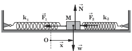 τιο επίπεδο, τη δύναµη F από το τεντωµένο ελατήριο σταθεράς k και τη δύναµη F από το συµπιεσµένο ελατήριο σταθεράς k.