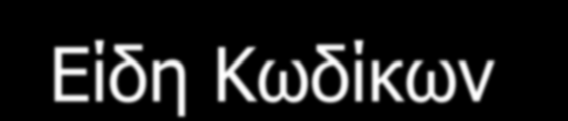 Είδη Κωδίκων στη νομοθετική κωδικοποίηση 1) κώδικες με διατάξεις τυπικών νόμων.